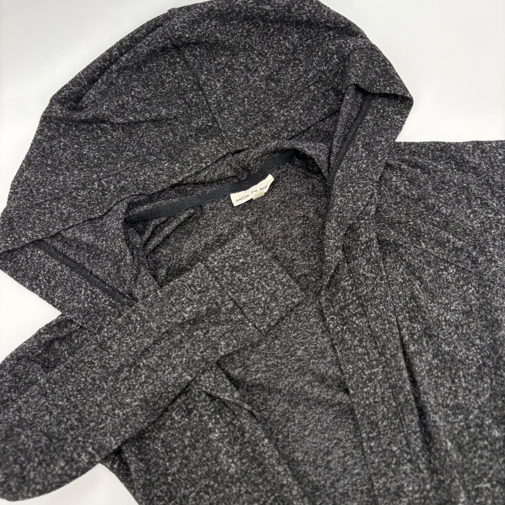 Belle du Jour Knit Cardigan Hoodie Black Heathered XS Pockets